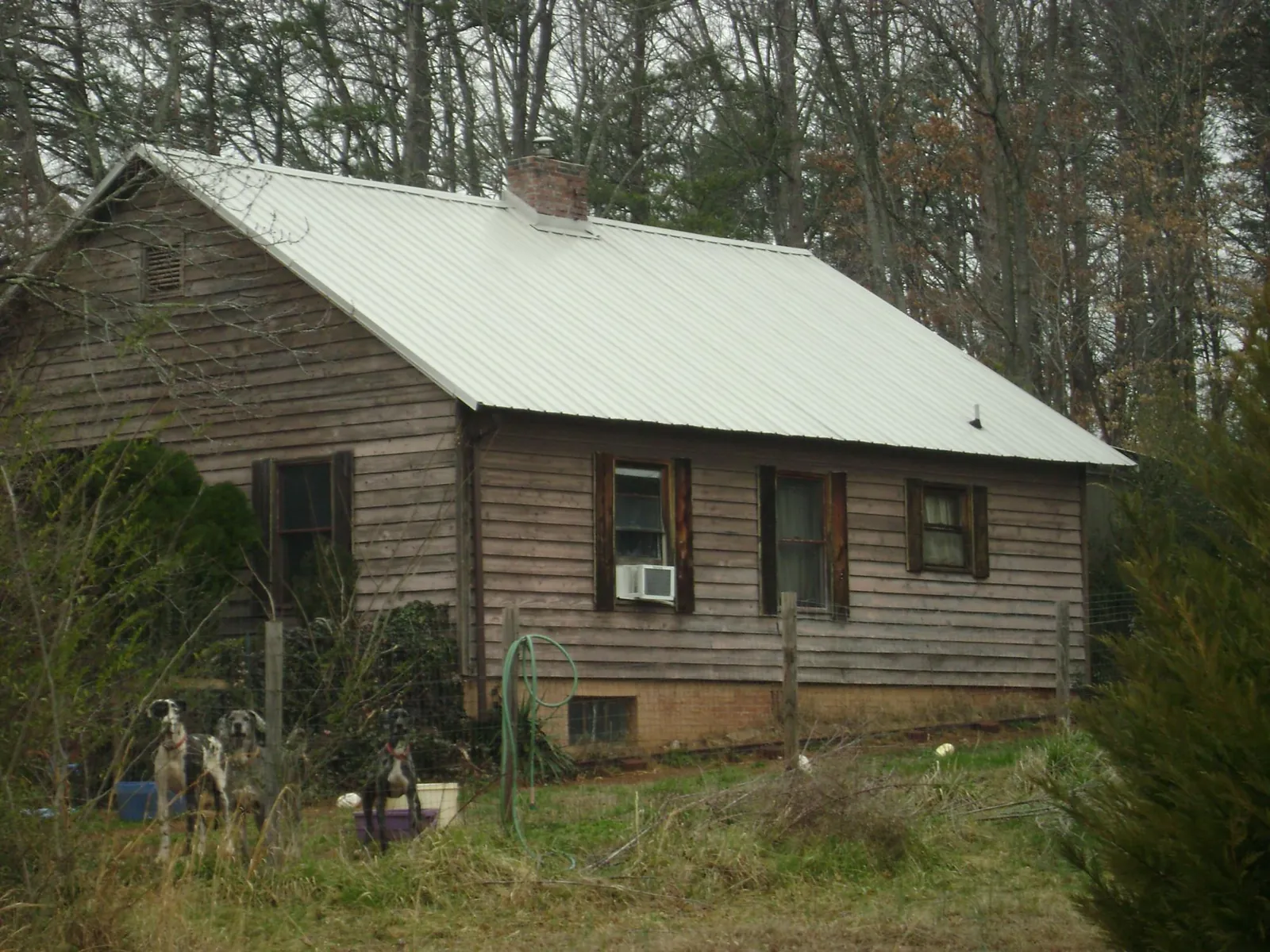 White metal roof on an old wood sided farmhouse, from a Asphalt Shingle Roof Repair job in Weirton